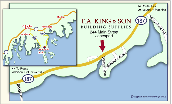Map to T.A. King & Son Building Supplies